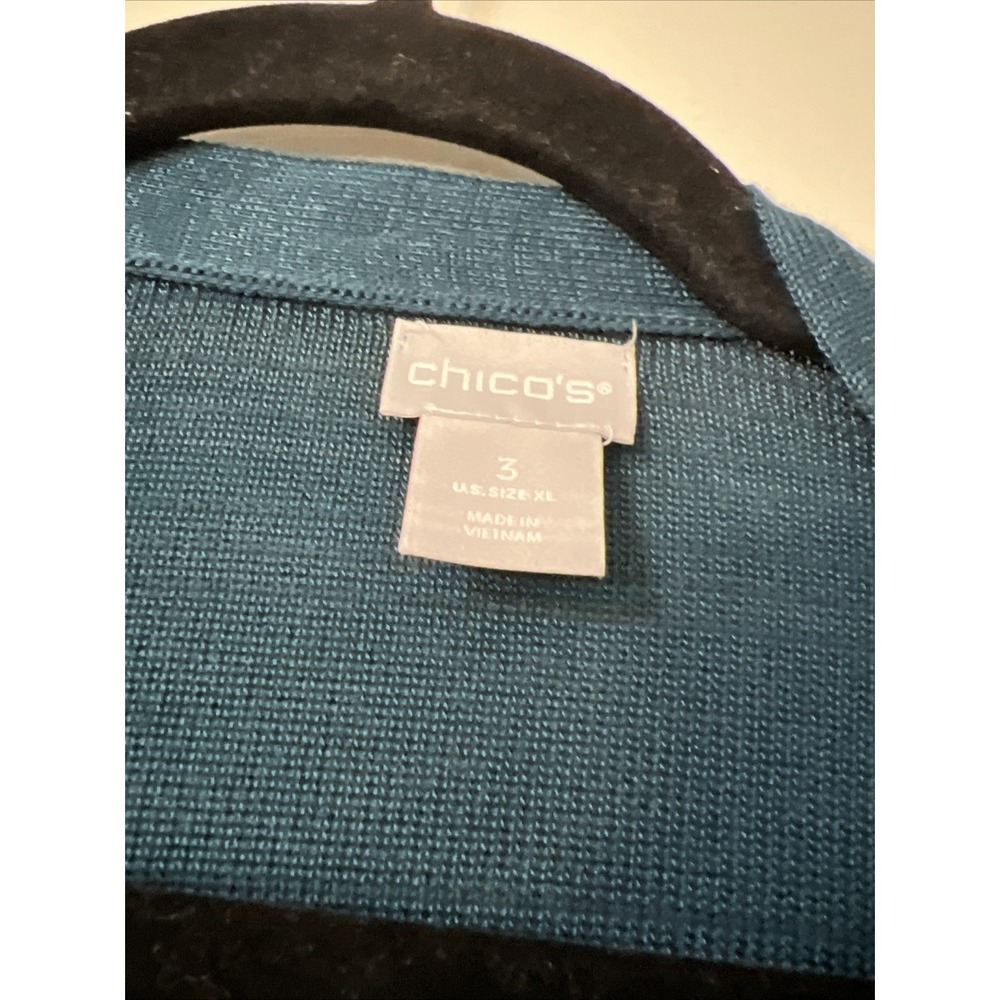 Chicos Sweater Womens 3 US XL Ombré Blue Waterfall Cardigan Open Front Knit - Picture 2 of 6